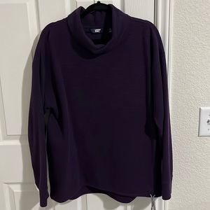 Land’s End Women’s Long sleeve Waffle Funnel Neck top, Large, purple